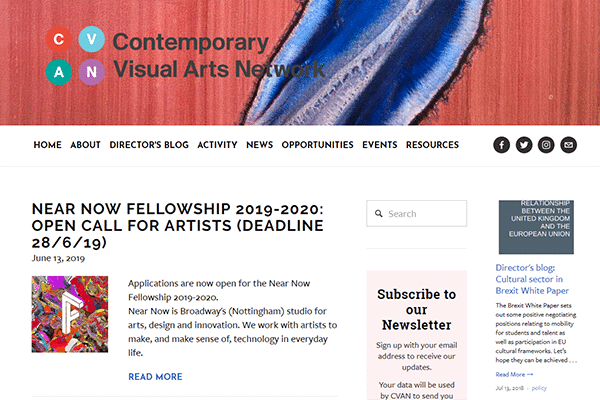 Contemporary Visual Arts Network Art Opportunity Listing Website